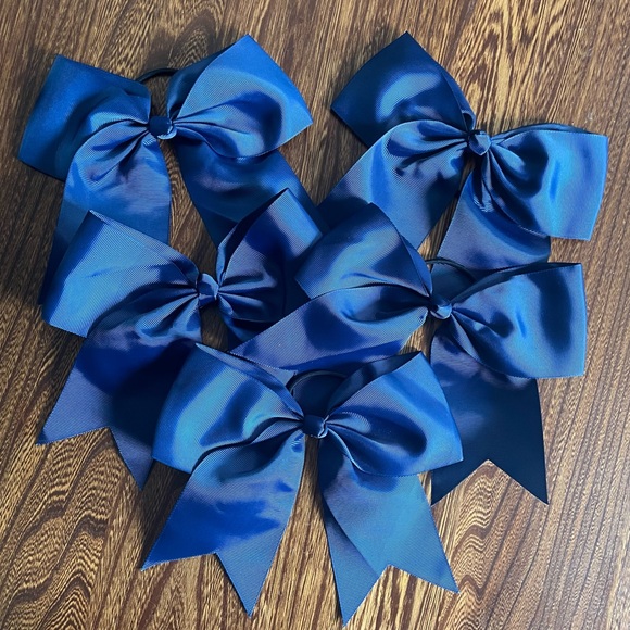 Other - NEW Set of Five Pony Hair Bows, Dark Blue - Great for Cheer or Dance!